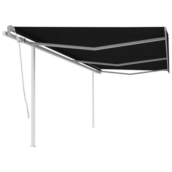 Toldo manual retráctil con postes gris antracita 6x3.5 m Toldo manual retráctil con postes gris antracita 6x3.5 m D