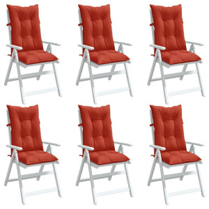 Cojines silla respaldo alto 6 uds tela rojo melange 120x50x7 cm D