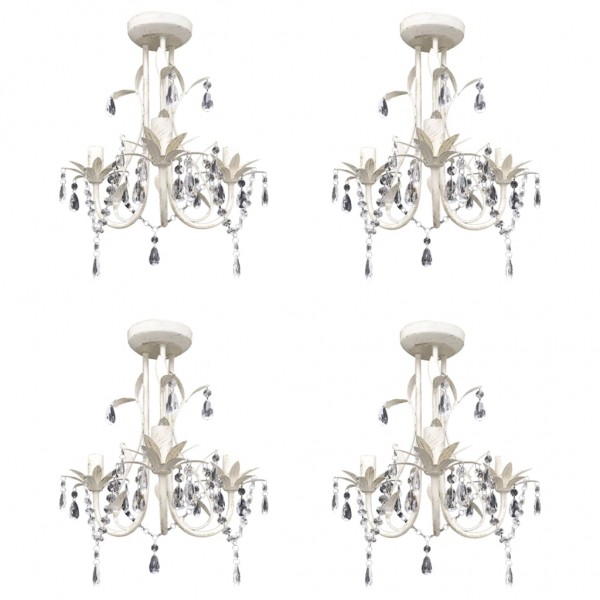 Lámparas de araña de cristal 4 unidades blanco elegante D