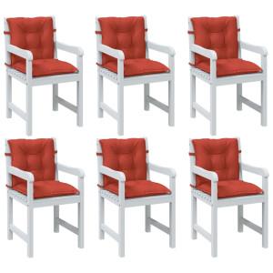 Cojines silla respaldo bajo 6 ud tela rojo melange 100x50x7 cm D