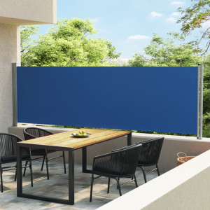 Toldo lateral retráctil para patio azul 140x600 cm D