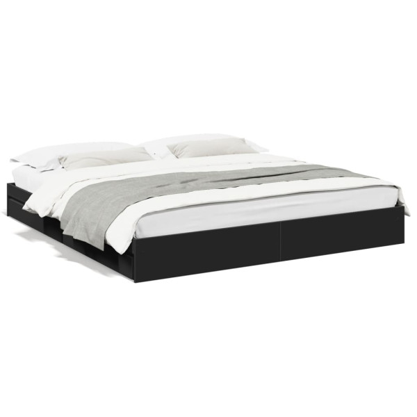 Estrutura cama com gavetas madeira engenharia preto 180x200 cm D