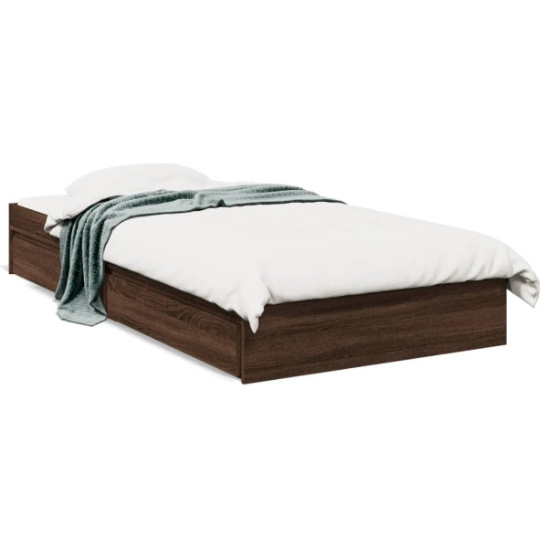 Cama con cajones madera de ingeniería marrón roble 100x200 cm Cama con cajones madera de ingeniería marrón roble 100x200 cm D