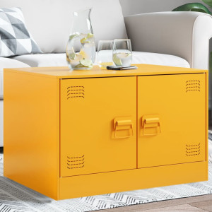 Mesa de centro de acero amarillo mostaza 67x50x44 cm D