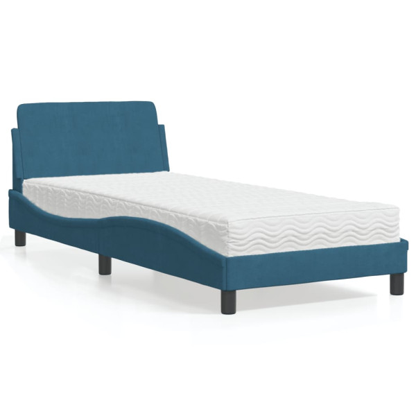 Cama con colchón terciopelo azul 80x200 cm Cama con colchón terciopelo azul 80x200 cm D
