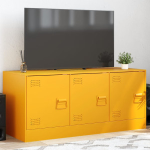 Mueble para TV de acero amarillo mostaza 99x39x44 cm D