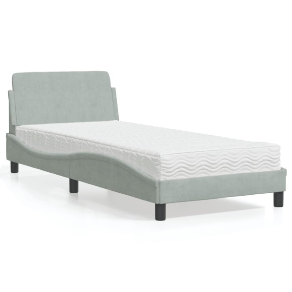 Cama com colchão veludo cinza claro 80x200 cm D