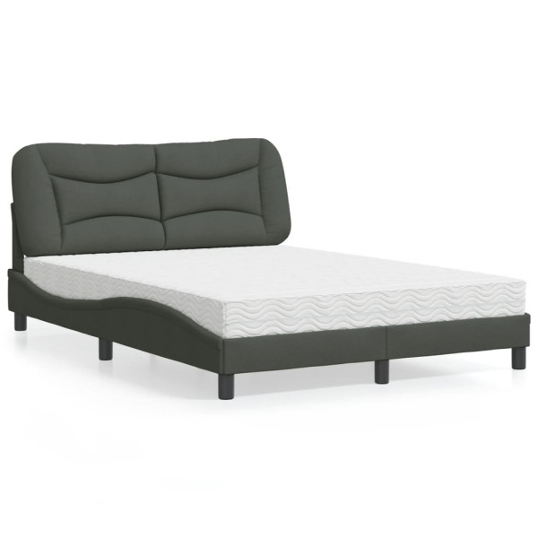 Cama com colchão de tecido cinza escuro 140x190 cm D