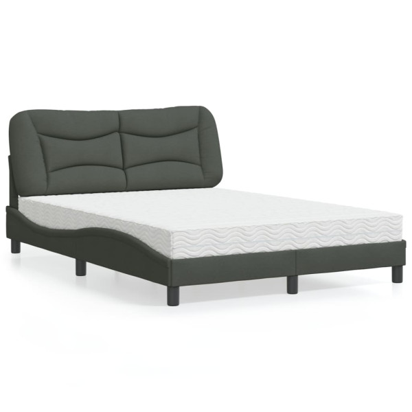 Cama com colchão de tecido cinza escuro 140x200 cm D