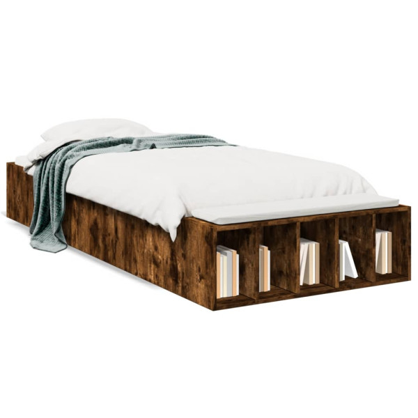 Estructura de cama madera de ingeniería roble humo 75x190 cm Estructura de cama madera de ingeniería roble humo 75x190 cm D