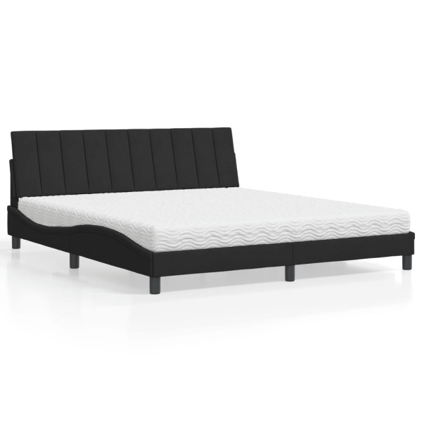 Cama con colchón terciopelo negro 180x200 cm Cama con colchón terciopelo negro 180x200 cm D