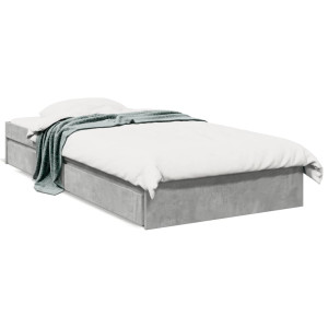 Cama con cajones madera de ingeniería gris hormigón 75x190 cm D