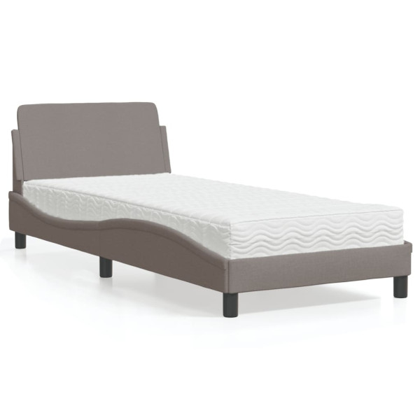 Cama com colchão de tecido cinza taupe 90x190 cm D