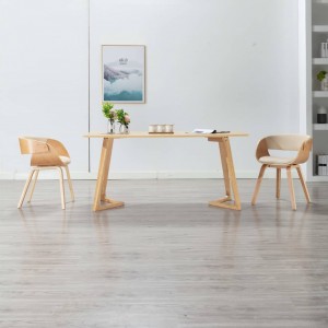 Silla de comedor madera curvada y cuero sintético crema D