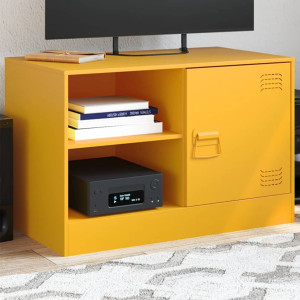 Mueble para TV de acero amarillo mostaza 67x39x44 cm D