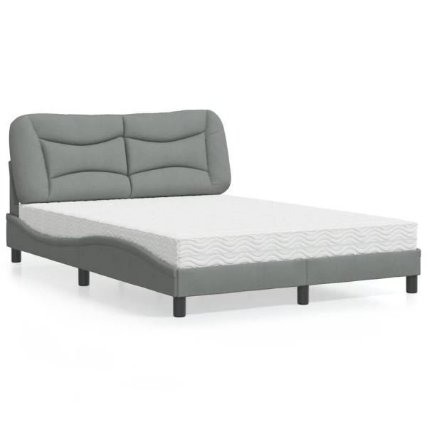 Cama con colchón tela gris claro 140x190 cm Cama con colchón tela gris claro 140x190 cm D