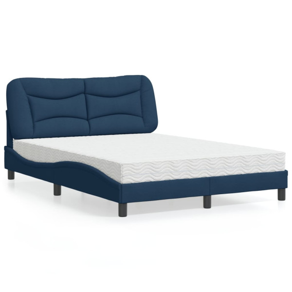 Cama con colchón tela azul 140x190 cm Cama con colchón tela azul 140x190 cm D