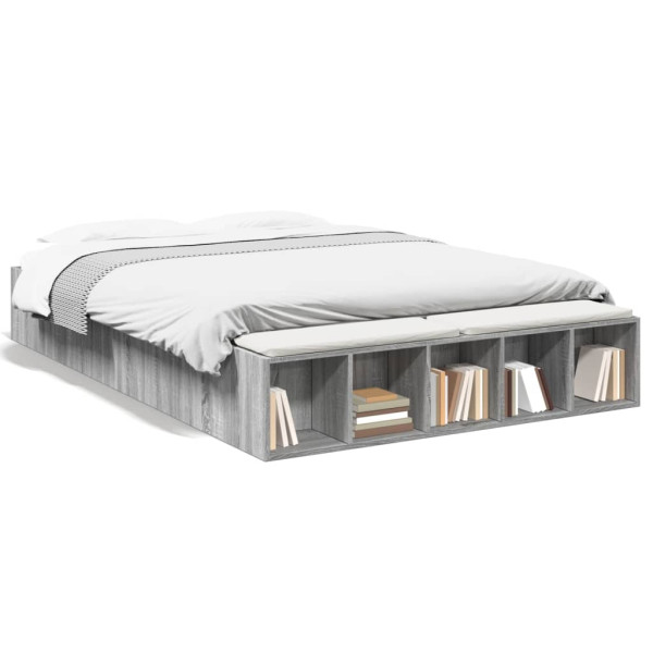 Estructura de cama madera de ingeniería gris Sonoma 150x200 cm Estructura de cama madera de ingeniería gris Sonoma 150x200 cm D