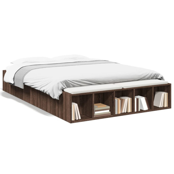 Estructura de cama madera de ingeniería marrón roble 120x200 cm Estructura de cama madera de ingeniería marrón roble 120x200 cm D