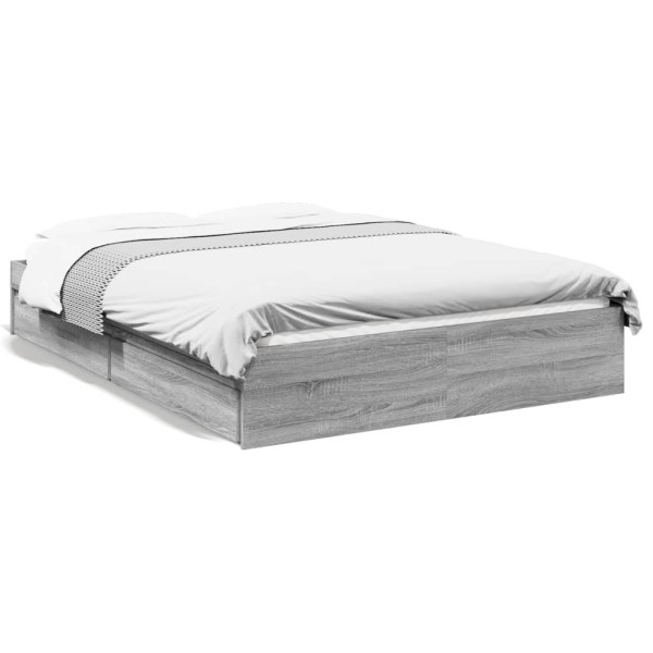 Cama con cajones madera ingeniería gris Sonoma 140x200 cm Cama con cajones madera ingeniería gris Sonoma 140x200 cm D