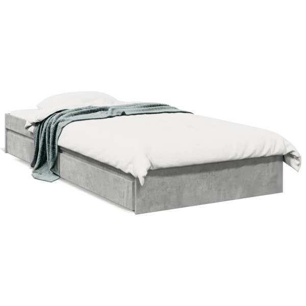 Cama con cajones madera ingeniería gris hormigón 100x200 cm Cama con cajones madera ingeniería gris hormigón 100x200 cm D