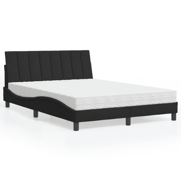 Cama con colchón terciopelo negro 140x200 cm Cama con colchón terciopelo negro 140x200 cm D
