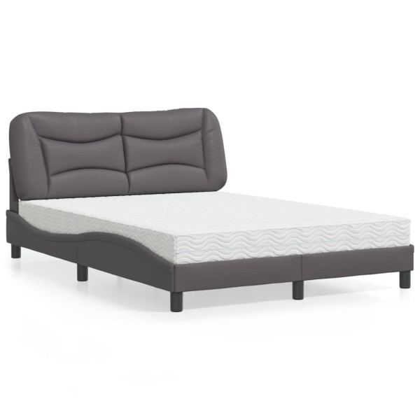 Cama con colchón cuero sintético gris 120x200 cm Cama con colchón cuero sintético gris 120x200 cm D