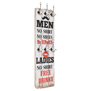 Rack de parede MEN LADIES com 6 ganchos 120x40 cm D