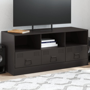 Móveis de TV de aço preto 99x39x44 cm D