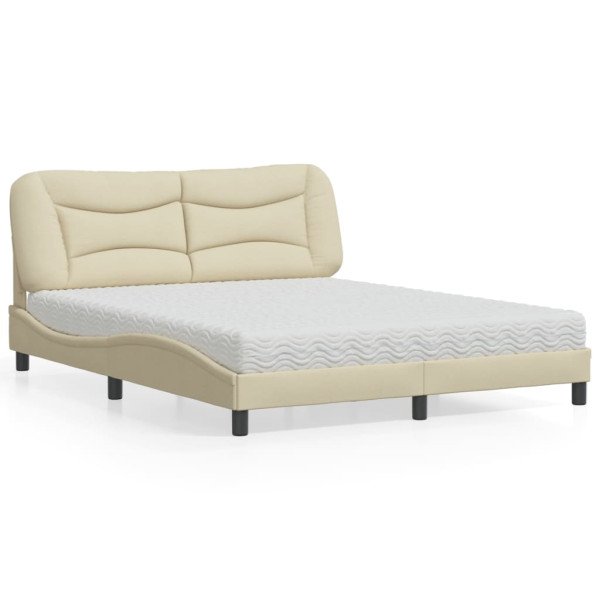 Cama con colchón de tela color crema 160x200 cm Cama con colchón de tela color crema 160x200 cm D