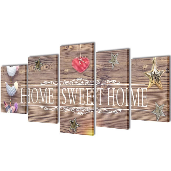 Conjunto de parede em tela decorativa Home Sweet Home 200x100cm D