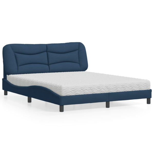 Cama con colchón de tela azul 160x200 cm Cama con colchón de tela azul 160x200 cm D
