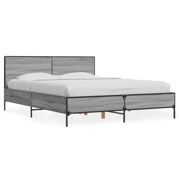 Estructura cama madera ingeniería metal gris Sonoma 120x200 cm Estructura cama madera ingeniería metal gris Sonoma 120x200 cm D