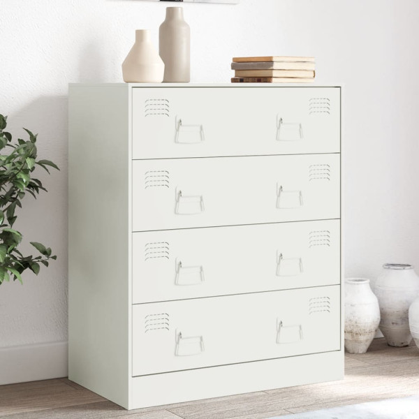 Aparador de acero blanco 67x39x83 cm Aparador de acero blanco 67x39x83 cm D