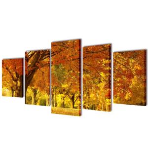 Set decorativo de lienzos para la pared bosque arces 200 x 100 cm D