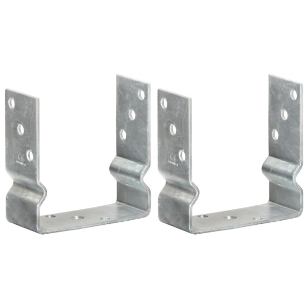 Anclajes de valla 2 uds acero galvanizado plateado 14x6x15 cm D