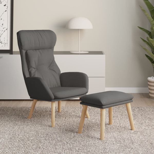 Sillón de relax con taburete tela gris oscuro Sillón de relax con taburete tela gris oscuro D