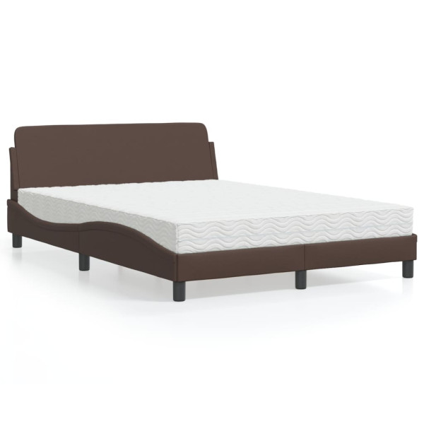Cama con colchón cuero sintético marrón 120x200 cm Cama con colchón cuero sintético marrón 120x200 cm D