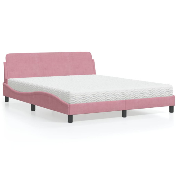 Cama con colchón terciopelo rosa 160x200 cm Cama con colchón terciopelo rosa 160x200 cm D