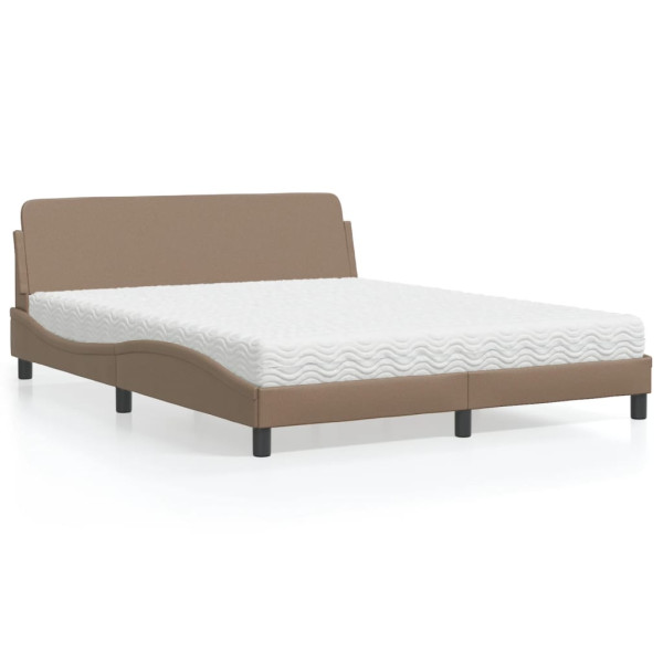 Cama con colchón cuero sintético capuchino 160x200 cm Cama con colchón cuero sintético capuchino 160x200 cm D