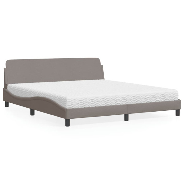 Cama con colchón de tela gris taupe 180x200 cm Cama con colchón de tela gris taupe 180x200 cm D