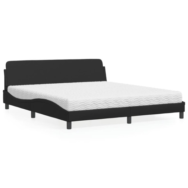 Cama con colchón cuero sintético negro 180x200 cm Cama con colchón cuero sintético negro 180x200 cm D