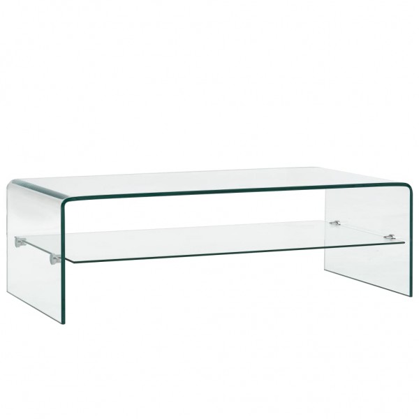 Mesa de centro de vidro transparente temperado 98x45x31 cm D