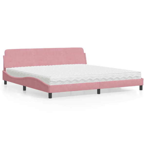 Cama com colchão de veludo rosa 200x200 cm D