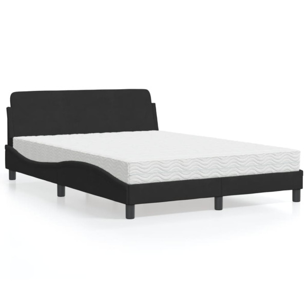 Cama con colchón terciopelo negro 140x190 cm D