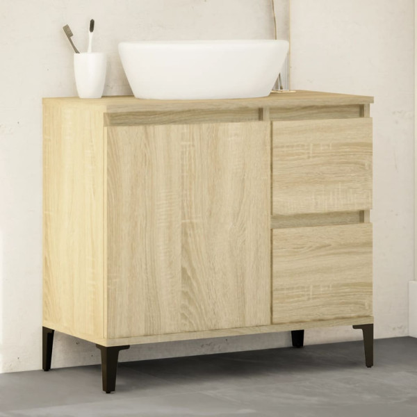 Armario de baño madera contrachapada roble Sonoma 65x33x60 cm D