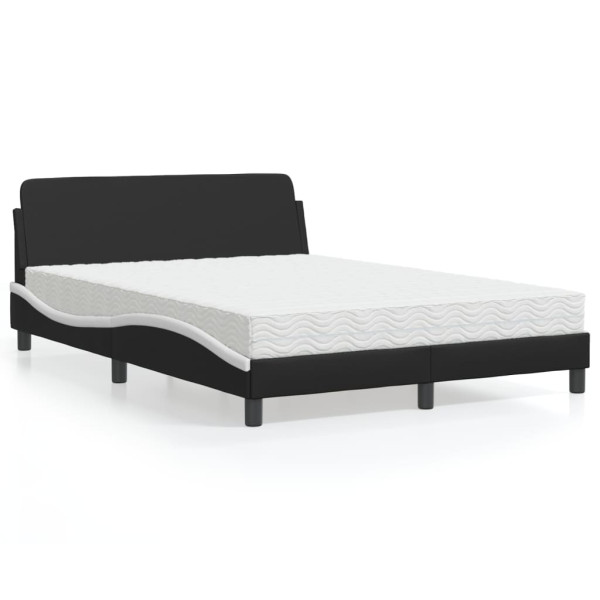 Cama con colchón cuero sintético negro y blanco 120x200 cm D