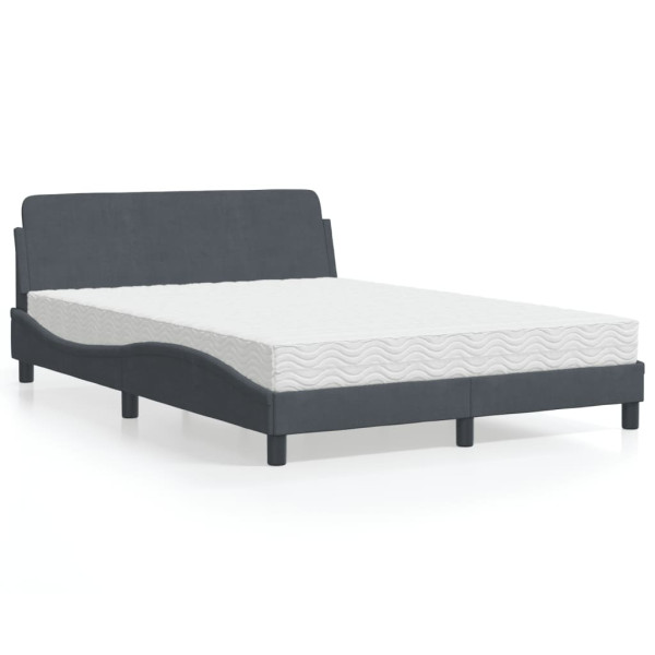 Cama com colchão veludo cinza escuro 140x200 cm D