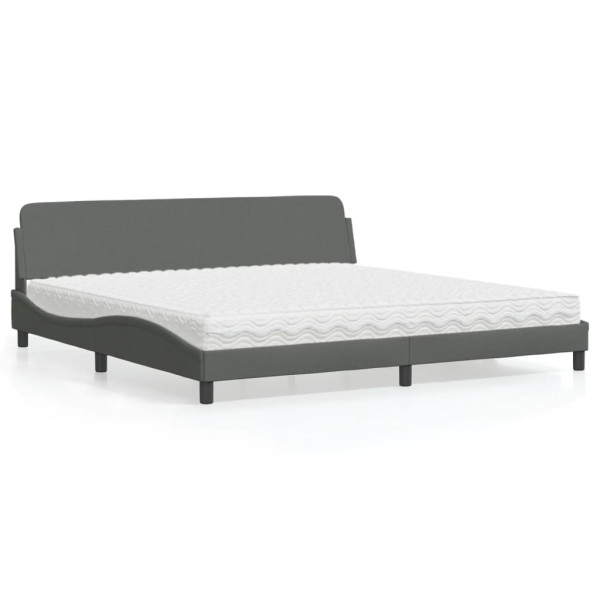 Cama com colchão de tecido cinza escuro 200x200 cm D