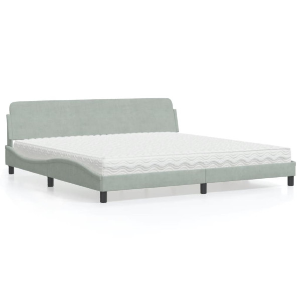 Cama com colchão veludo cinza claro 200x200 cm D